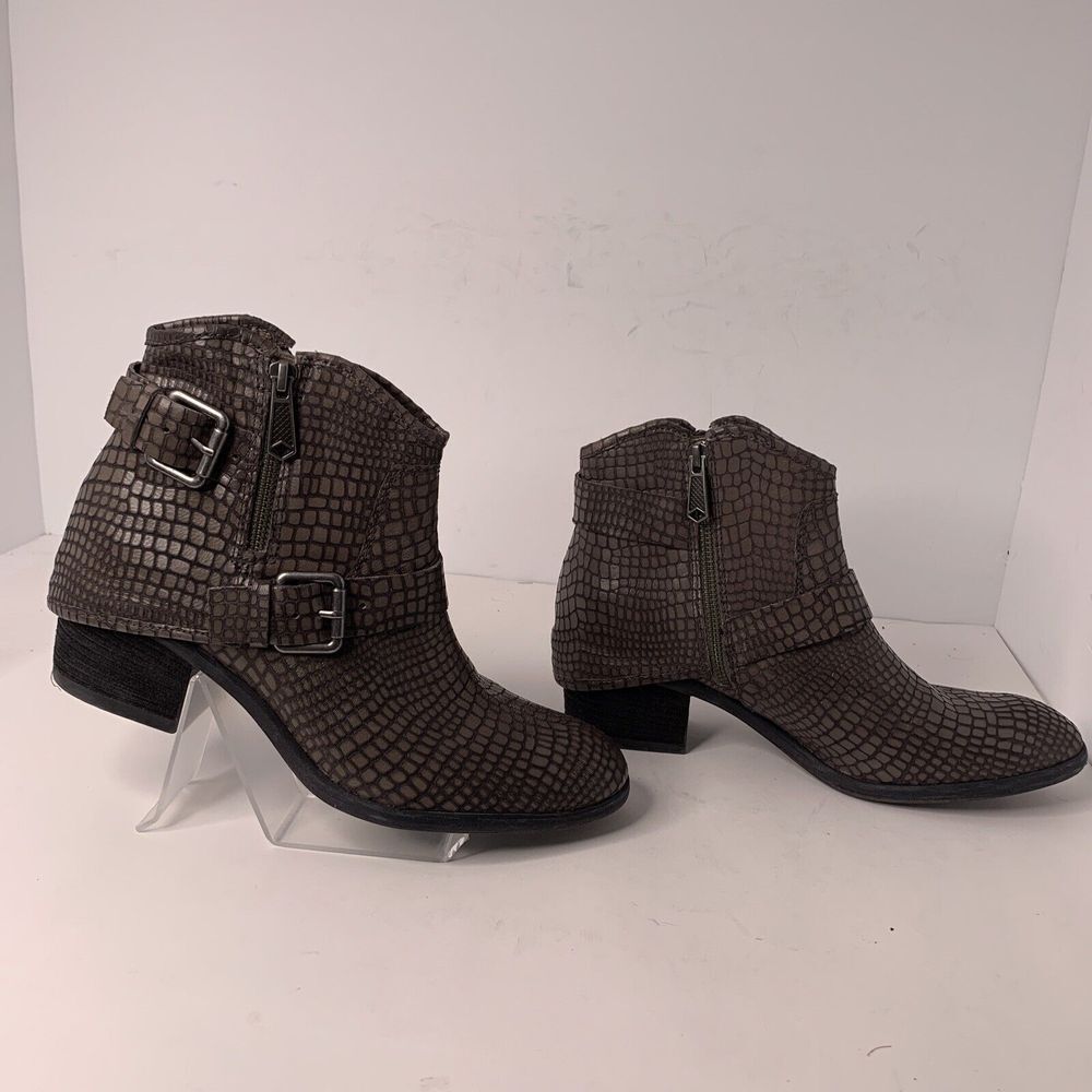 Gray Python DONALD J PLINER Dalis Western Couture Side Zip Ankle Boots 9.5‎ M
